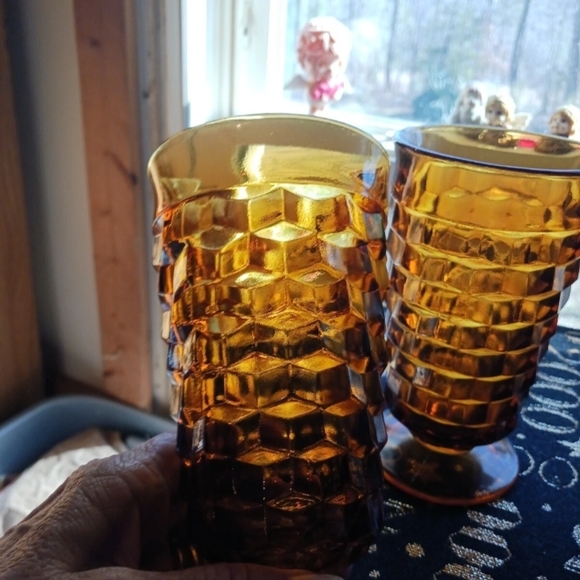 Indiana Glass Brown Drinkware Set  Of Four Vtg Indiana Gold Whitehall Colony - Picture 3 of 3